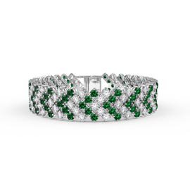 Eternity Five Row Emerald and Diamond CZ Silver Tennis Bracelet