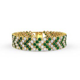 Eternity Five Row Emerald and Diamond CZ 18K Gold plated Silver Tennis Bracelet