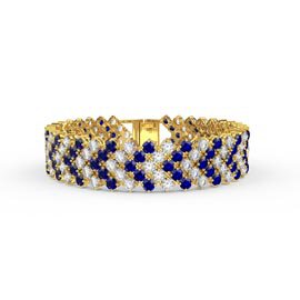 Eternity Five Row Blue and White Sapphire 18K Gold Vermeil Tennis Bracelet