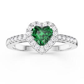 Eternity 1ct Emerald Heart Diamond Halo Platinum Engagement Ring