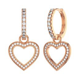Moissanite Heart 18K Rose Gold Vermeil Interchangeable Earring Hoop Drop Set