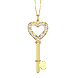 Moissanite Heart 18K Gold Vermeil Key Pendant