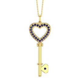 Sapphire Heart 18K Gold Vermeil Key Pendant