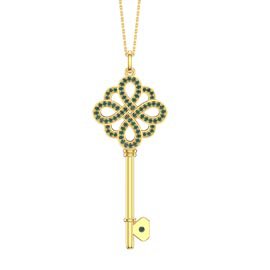 Emerald Infinity 18K Gold Vermeil Key Pendant