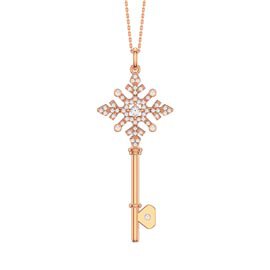 Moissanite Snowflake 18K Rose Gold Vermeil Key Pendant