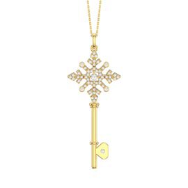 Moissanite Snowflake 18K Gold Vermeil Key Pendant