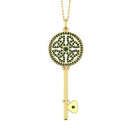 Emerald Celtic Knot 18K Gold Vermeil Key Pendant