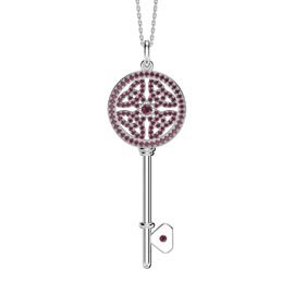 Ruby Celtic Knot Platinum plated Silver Key Pendant