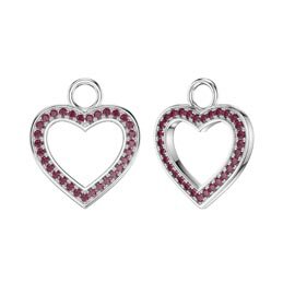 Ruby Heart Platinum plated Silver Interchangeable Earring Drops