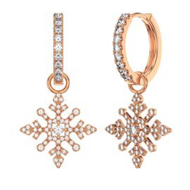 Moissanite Snowflake 18K Rose Gold Vermeil Interchangeable Earring Hoop Drop Set