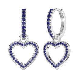 Sapphire Heart Platinum Interchangeable Sapphire Hoop Drop Set
