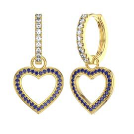 Sapphire Heart 18K Gold Vermeil Interchangeable Hoop Drop Set