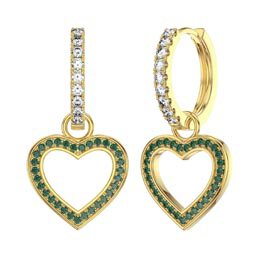 Emerald Heart 18K Gold Vermeil Interchangeable Earring Hoop Drop Set