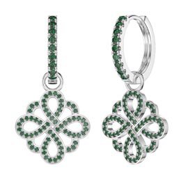 Emerald Infinity Platinum plated Silver Interchangeable Emerald Hoop Drop Set