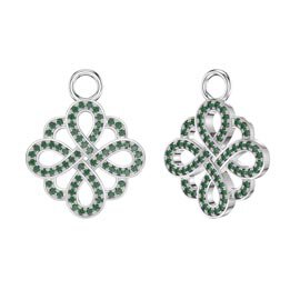 Emerald Infinity Platinum plated Silver Interchangeable Earring Drops