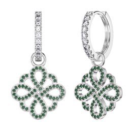 Emerald Infinity Platinum plated Silver Interchangeable Hoop Drop Set