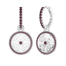 Ruby Trinity Platinum plated Silver Interchangeable Ruby Hoop Drop Set