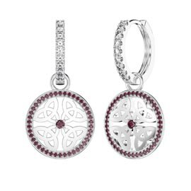 Ruby Trinity Platinum plated Silver Interchangeable Hoop Drop Set