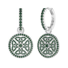 Emerald Celtic Knot Platinum plated Silver Interchangeable Emerald Hoop Drop Set