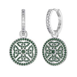 Emerald Celtic Knot Platinum plated Silver Interchangeable Hoop Drop Set