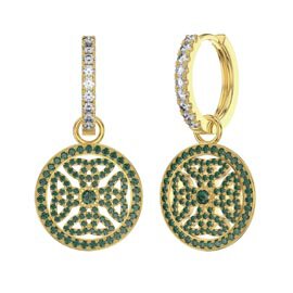 Emerald Celtic Knot 18K Gold Vermeil Interchangeable Hoop Drop Set