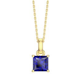 Princess 1ct Sapphire 18K Gold Vermeil Pendant