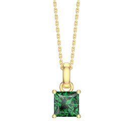Princess 1ct Emerald 10K Yellow Gold Pendant