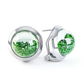 Sapphire Dome 2ct Emerald 18K White Gold Earrings