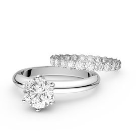 Unity 2.5ct Diamond 18K White Gold Full Eternity Wedding Ring Set