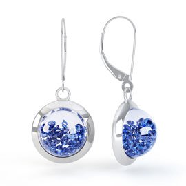 Sapphire Dome 2ct Blue Sapphire 18K White Gold Earrings