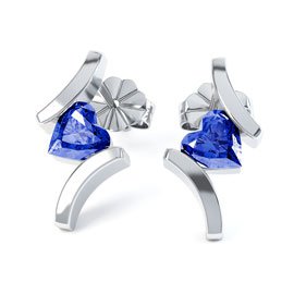 Combinations Blue Sapphire Heart 18c White Gold Earrings