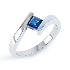 Combinations Sapphire Platinum plated Silver Princess Stacking Ring