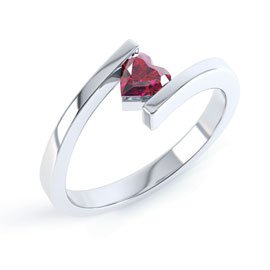Combinations Ruby Heart Stacking Silver Ring