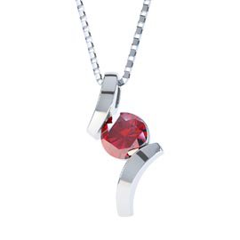 Combinations Ruby Round Silver Pendant