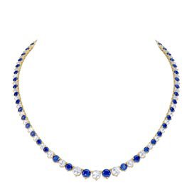 Eternity Sapphire CZ 18K Gold plated Silver Tennis Necklace