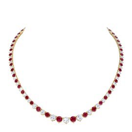 Eternity Ruby CZ 18K Gold plated Silver Tennis Necklace