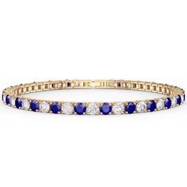 Eternity Sapphire and Moissanite 18K Gold Vermeil Tennis Bracelet