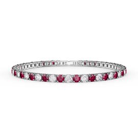 Eternity Ruby and Moissanite Platinum plated Silver Tennis Bracelet