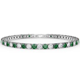 Eternity Emerald and Moissanite Platinum plated Silver Tennis Bracelet