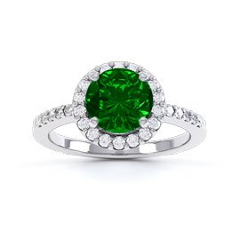 Halo 1ct Chrome Diopside Platinum plated Halo Silver Promise Ring