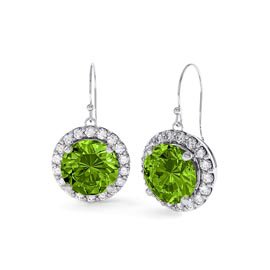 Halo 2ct Peridot Halo Drop Platinum plated Silver Earrings