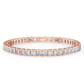 Princess CZ Diamond 18K Rose Gold Vermeil Tennis Bracelet