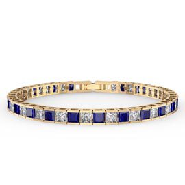 Princess Sapphire CZ 18K Gold plated Silver Tennis Bracelet