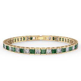 Princess Emerald CZ 18K Gold plated Silver Tennis Bracelet