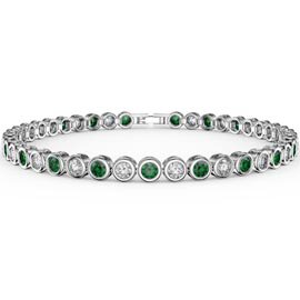Infinity Emerald and Moissanite Platinum  plated Silver Tennis Bracelet