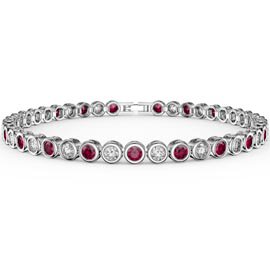 Infinity Ruby and Moissanite Platinum plated Silver Tennis Bracelet