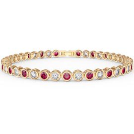Infinity Ruby and Moissanite 18K Gold Vermeil Tennis Bracelet