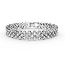 Eternity Three Row Diamond CZ Silver Tennis Bracelet
