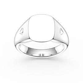 Cushion Platinum plated Silver Signet Ring