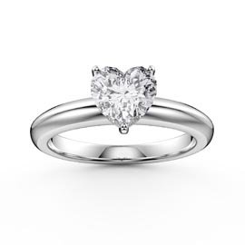 Unity 1ct Hear Diamond Solitaire 18K White Gold Engagement Ring